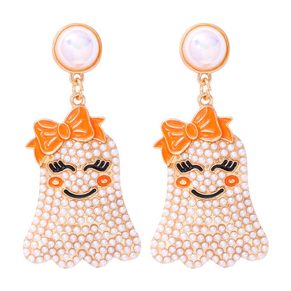 Little Ghost Pearl Personalized Earrings Halloween Ghost Festival-Jewearrings