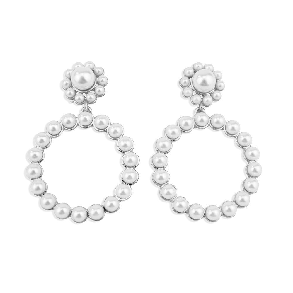 Pearl Geometric Exaggerated Earrings-Jewearrings