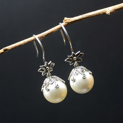 Temperament Handmade 925 Silver Pearl Earrings-Jewearrings