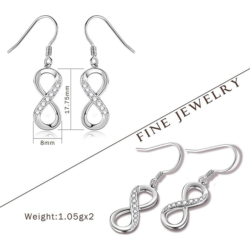 S925 Sterling Silver figure-8 temperament personalized Earrings-Jewearrings