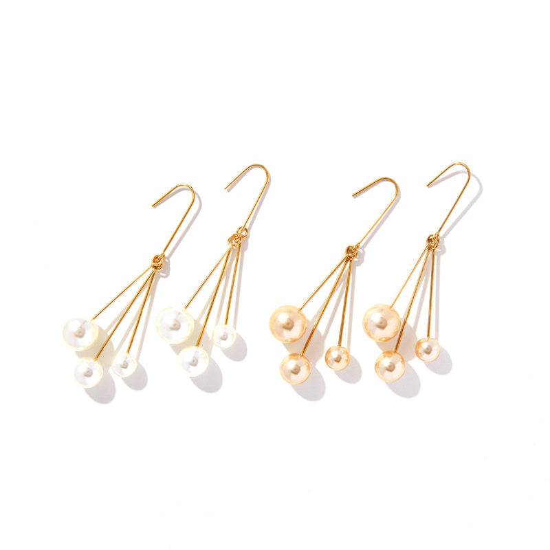 Women's asymmetric pearl earrings-Jewearrings