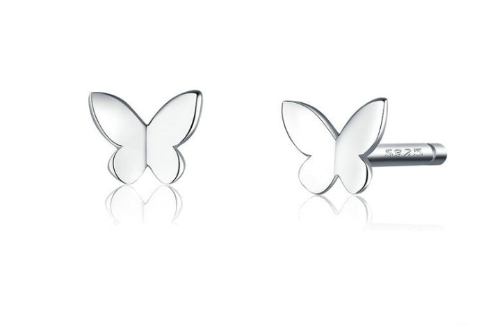 Simple Butterfly Sterling Silver Stud Earrings-Jewearrings