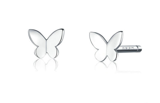 Simple Butterfly Sterling Silver Stud Earrings-Jewearrings