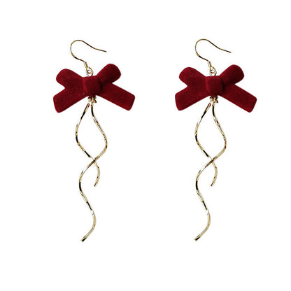 All-Match Long Tassel Earrings Bow Earrings-Jewearrings