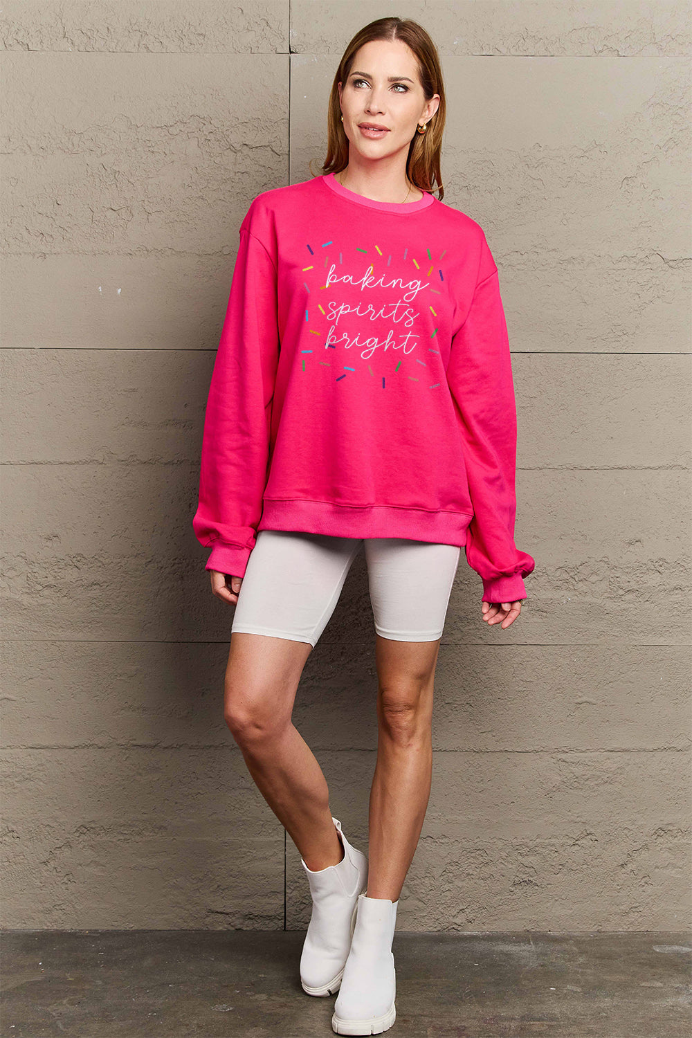 Simply Love Full Size Letter Graphic Round Neck Long Sleeve Sweatshirt-Jewearrings