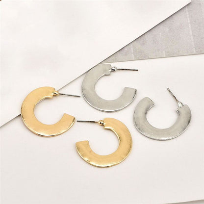 Women Simple Vintage Gold Moon Earrings-Jewearrings