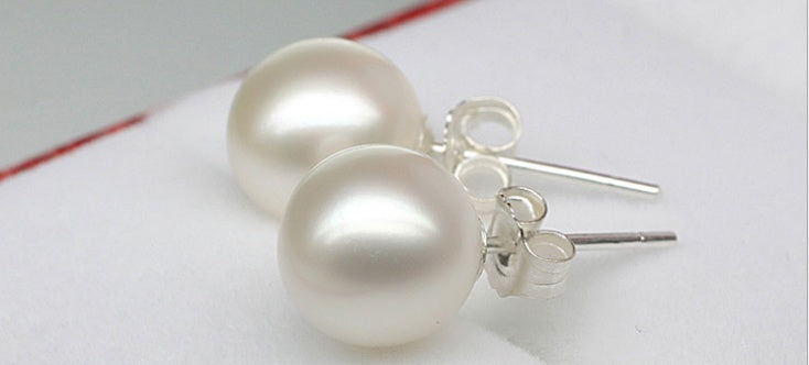 S925 Sterling Silver Earrings Pearl Korean version of Nanyang Bead Ear Stud Earrings Women's Ear Jewelry-Jewearrings