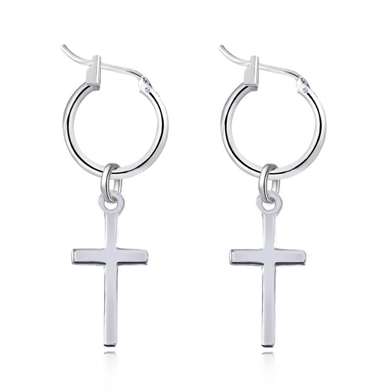 Alloy Cross Pendant Earrings-Jewearrings