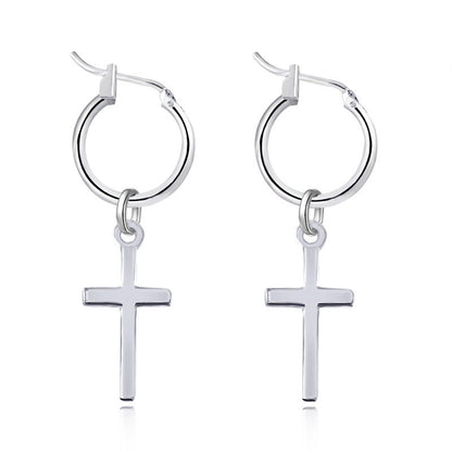 Alloy Cross Pendant Earrings-Jewearrings