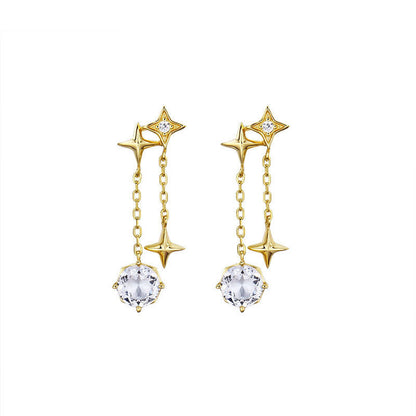 Sterling silver swaying star zircon earrings-Jewearrings