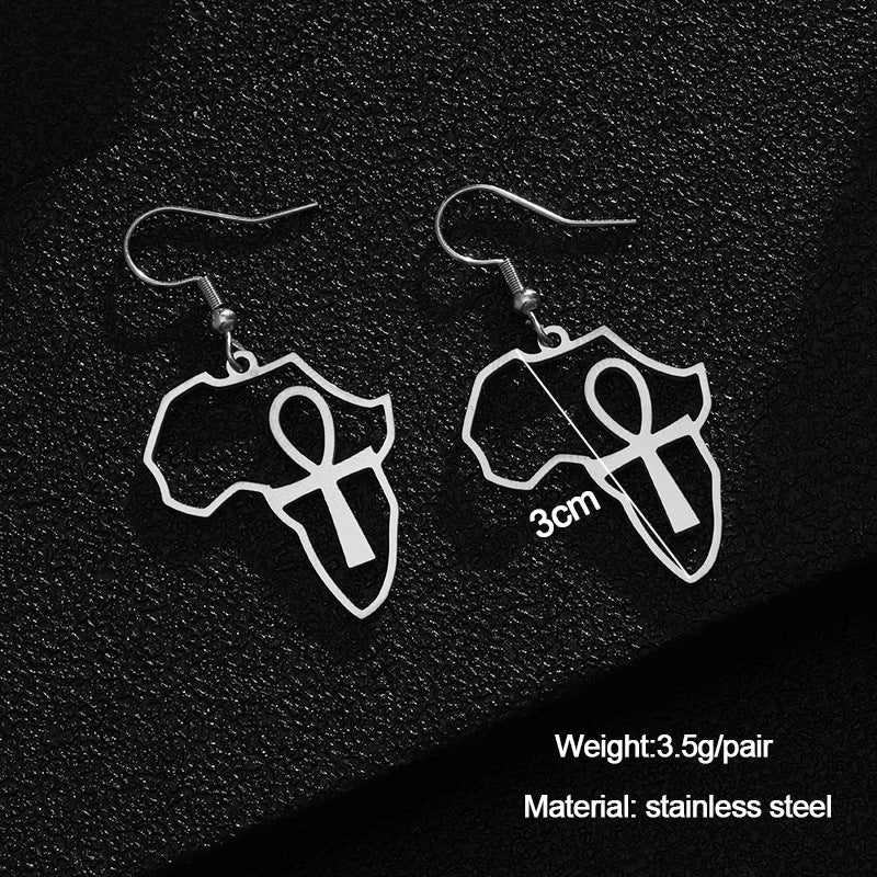 Fashion Hot Sale Cross Africa Map Earrings-Jewearrings