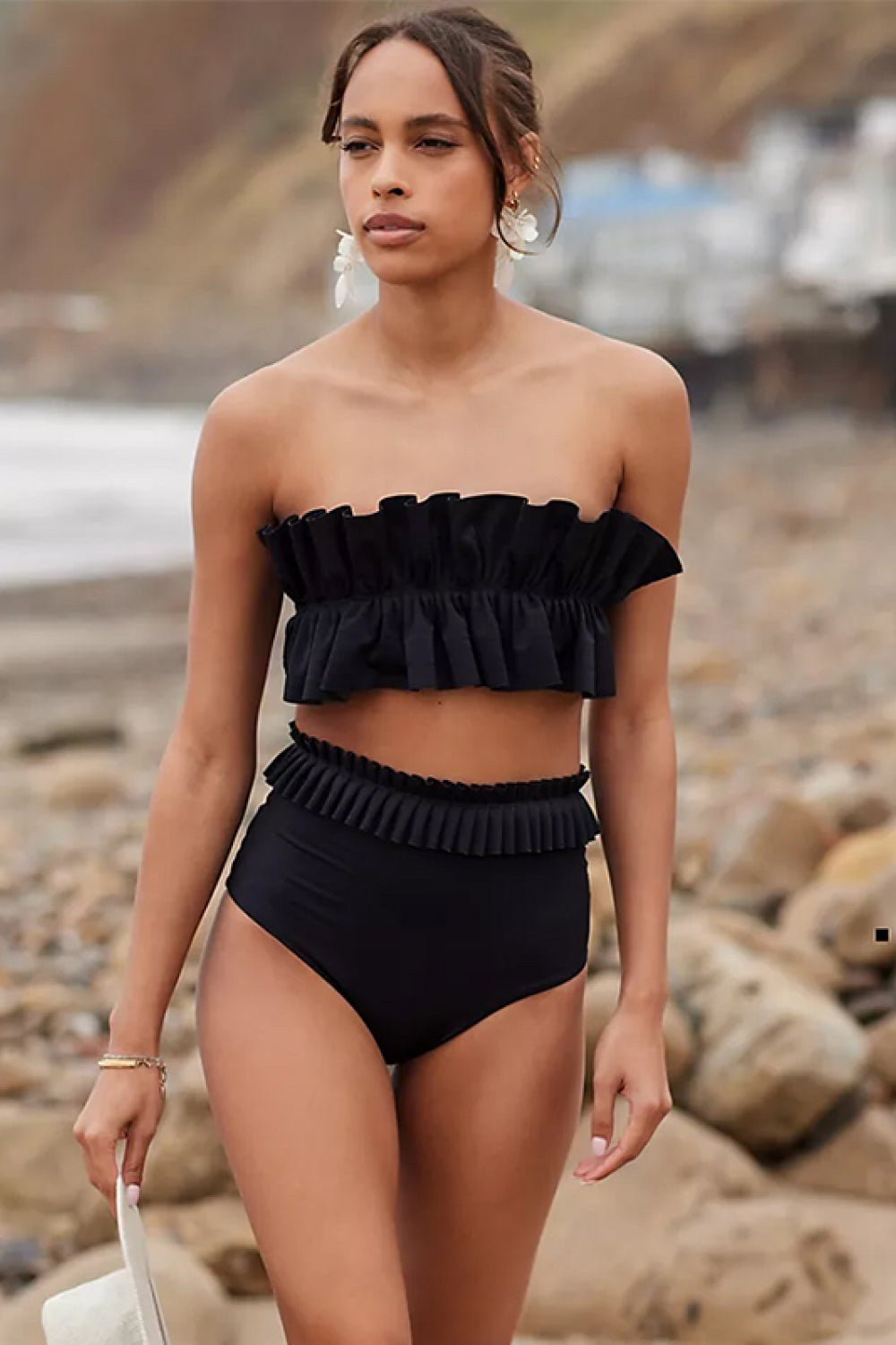 Ruffled Tie Back Two-Piece Swim Set-Jewearrings