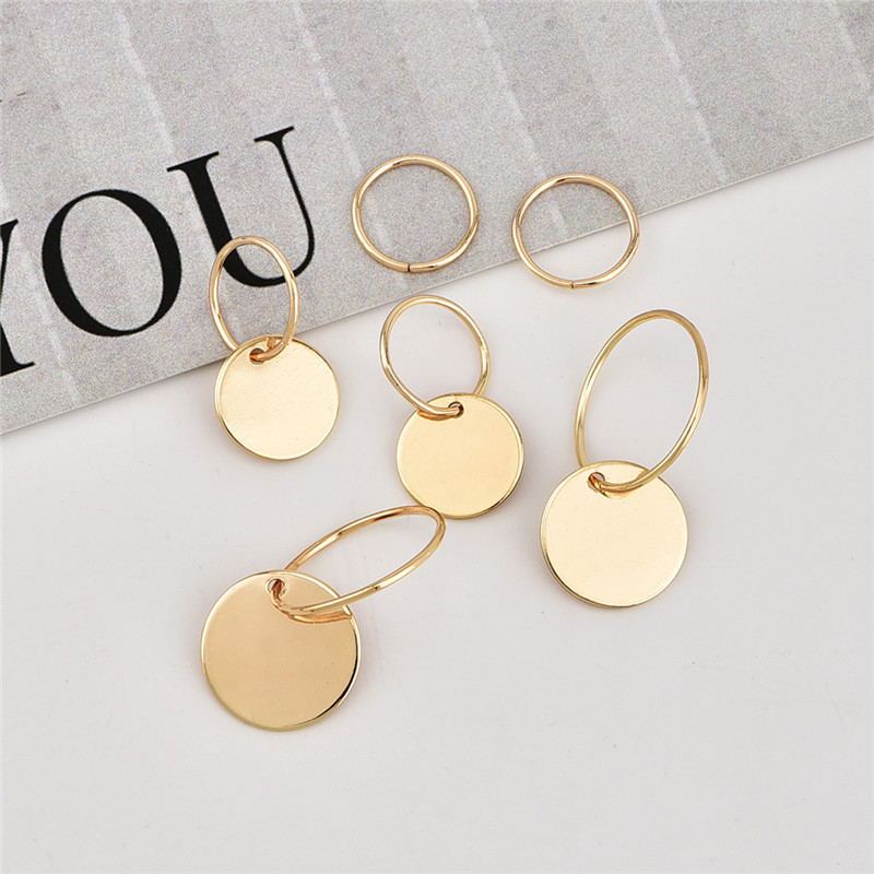 Womens Fashion Gold color Wafer Charm Stud Earrings-Jewearrings