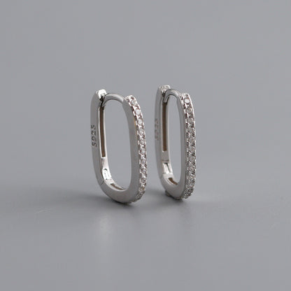 Sterling silver hoop ear buckle earrings women custom-Jewearrings