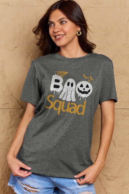 Simply Love Full Size BOO SQUAD Graphic Cotton T-Shirt-Jewearrings