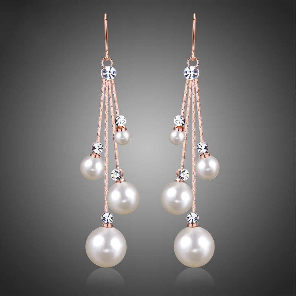 Pearl Earrings Rhinestone Ear Hook-Jewearrings