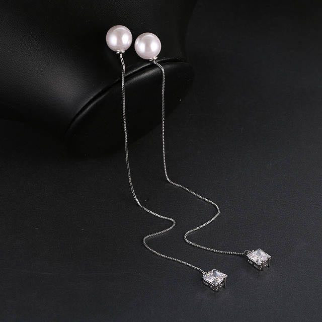 Pearl tassel earrings-Jewearrings