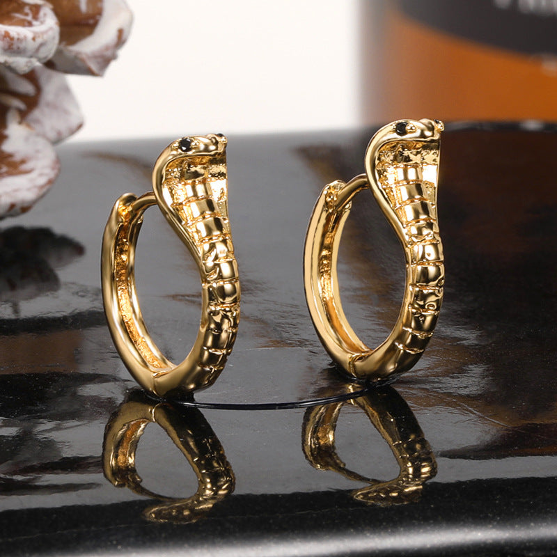 Real Gold Plated Ladies Stud Earrings Cobra-Jewearrings