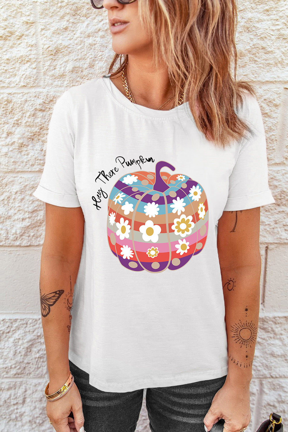 Pumpkin Graphic Short Sleeve T-Shirt-Jewearrings