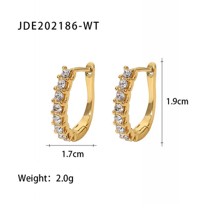 New Fashion Wild 18K Gold Plated White Square Crystal Zircon Hoop Earrings-Jewearrings