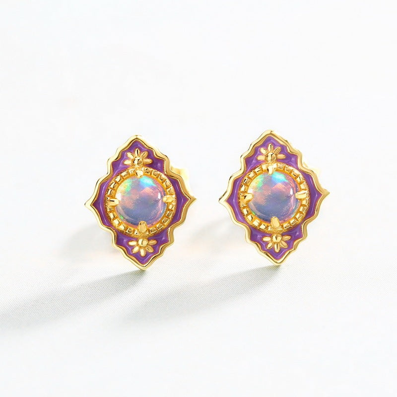 Fashion Colorful Glaze Dripping Opal Earrings-Jewearrings