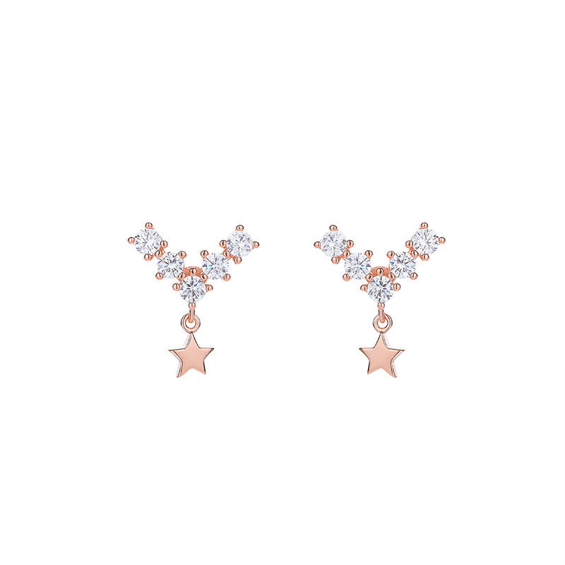 Rose Gold Star Stud Earrings-Jewearrings