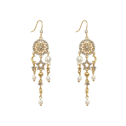 Pearl tassel earrings-Jewearrings