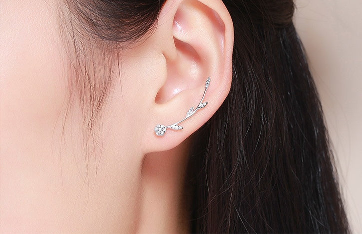 Sterling silver leaf stud earrings-Jewearrings