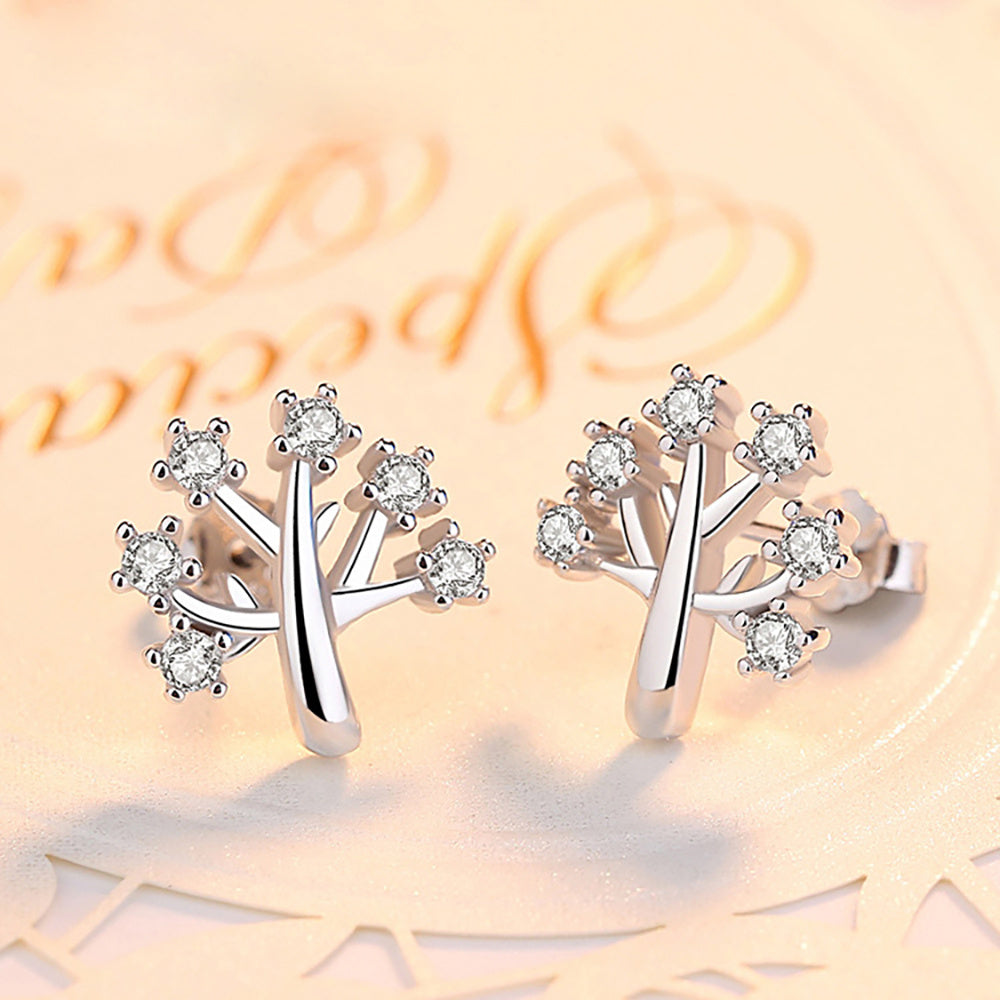 S925 sterling silver Christmas tree earrings-Jewearrings