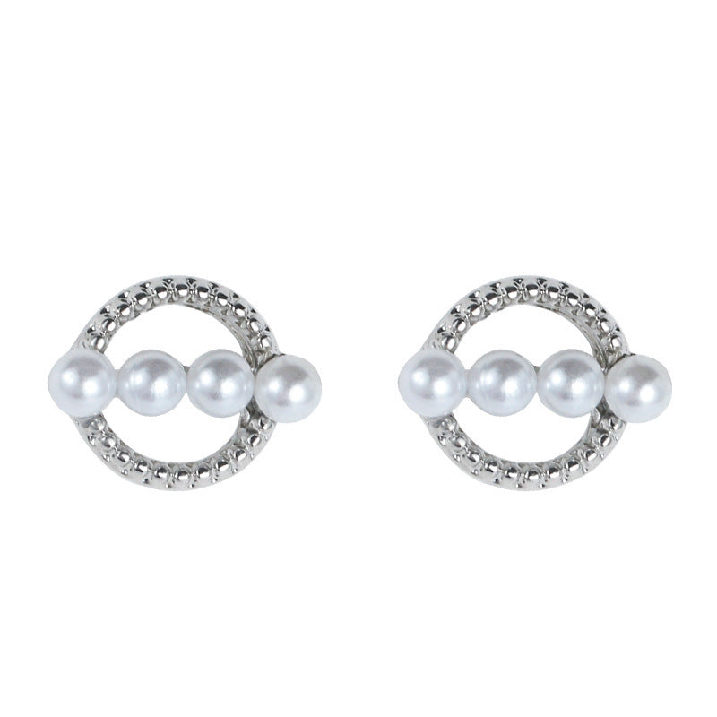 Simple Geometric Pearl Earrings-Jewearrings