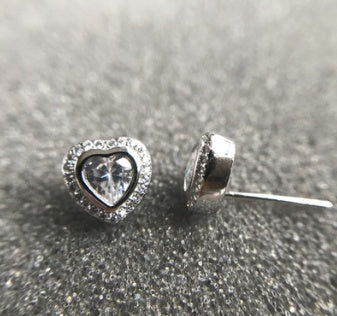 S925 sterling silver diamonds heart and arrow love earrings-Jewearrings