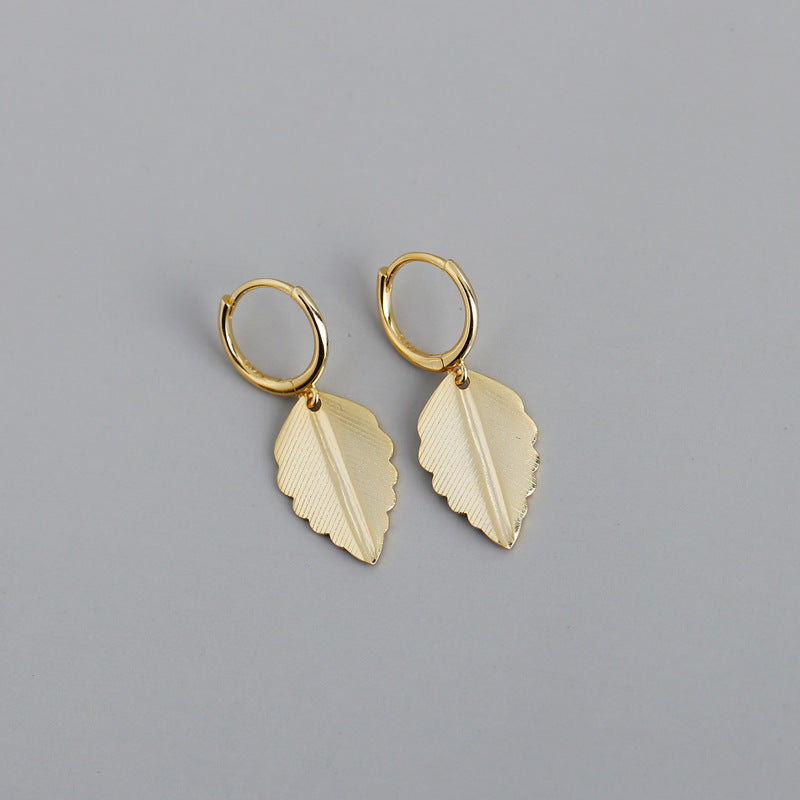 Fashion Leaf Shape S925 Sterling Silver Earrings-Jewearrings