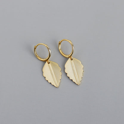 Fashion Leaf Shape S925 Sterling Silver Earrings-Jewearrings