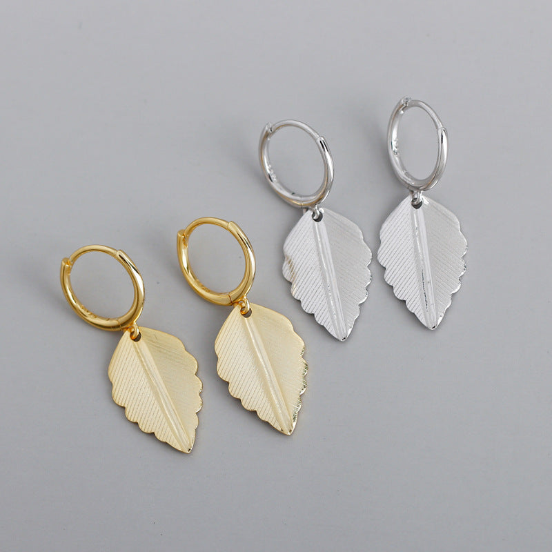 Fashion Leaf Shape S925 Sterling Silver Earrings-Jewearrings