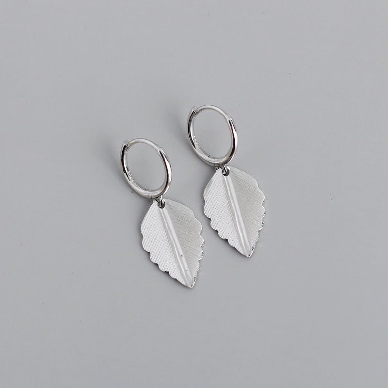 Fashion Leaf Shape S925 Sterling Silver Earrings-Jewearrings