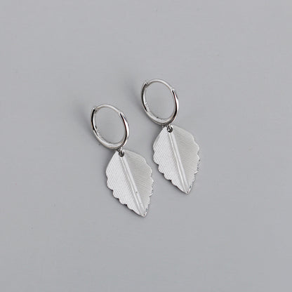 Fashion Leaf Shape S925 Sterling Silver Earrings-Jewearrings