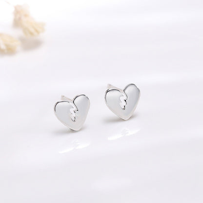 Love Earrings Female S925 Sterling Silver Personality Creative Simple Cold Style Student Earrings-Jewearrings