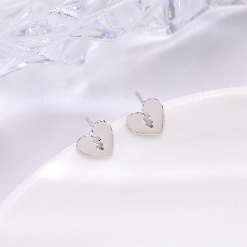 Love Earrings Female S925 Sterling Silver Personality Creative Simple Cold Style Student Earrings-Jewearrings