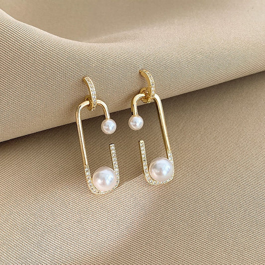 Temperament Single Sex Pin Pearl Earrings Female-Jewearrings