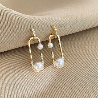 Temperament Single Sex Pin Pearl Earrings Female-Jewearrings