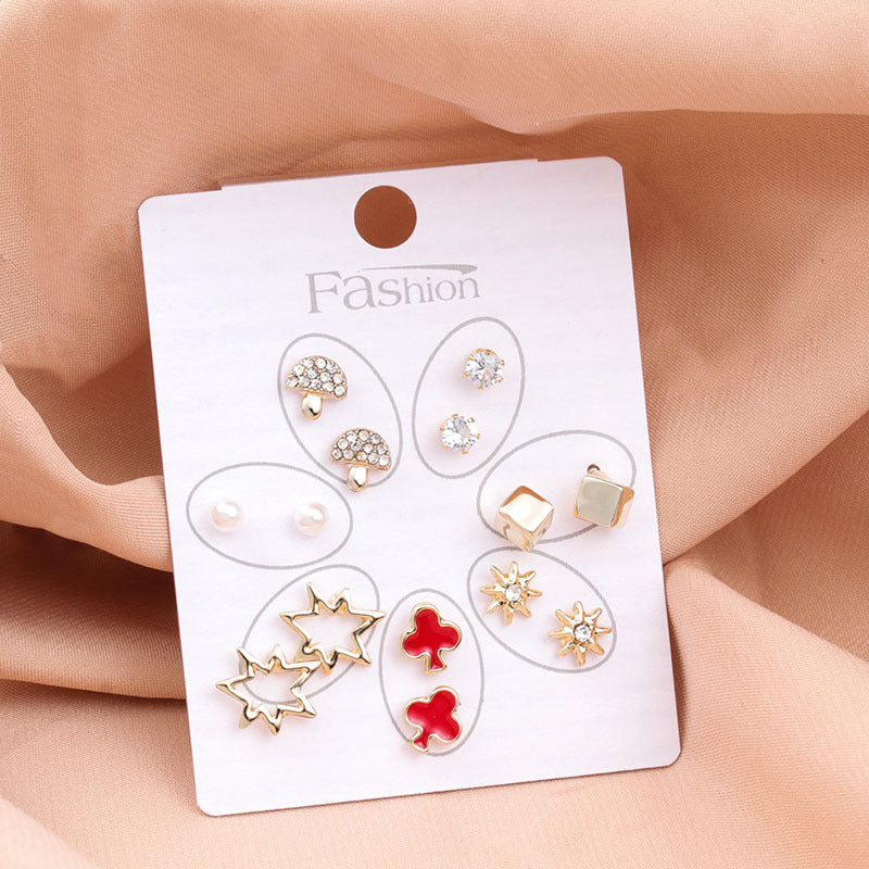 New S925 Silver Needle Gold Set Temperament Net Red Pearl Female Stud Earrings-Jewearrings