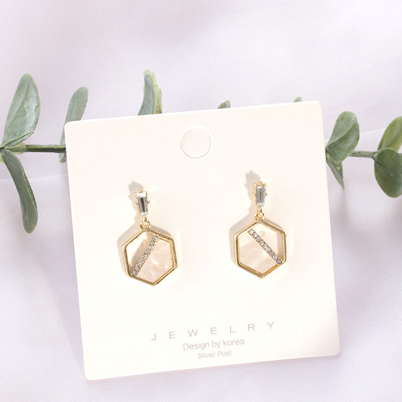 Korean Version Of Opal Micro-Inlaid Personality All-Match Earrings-Jewearrings