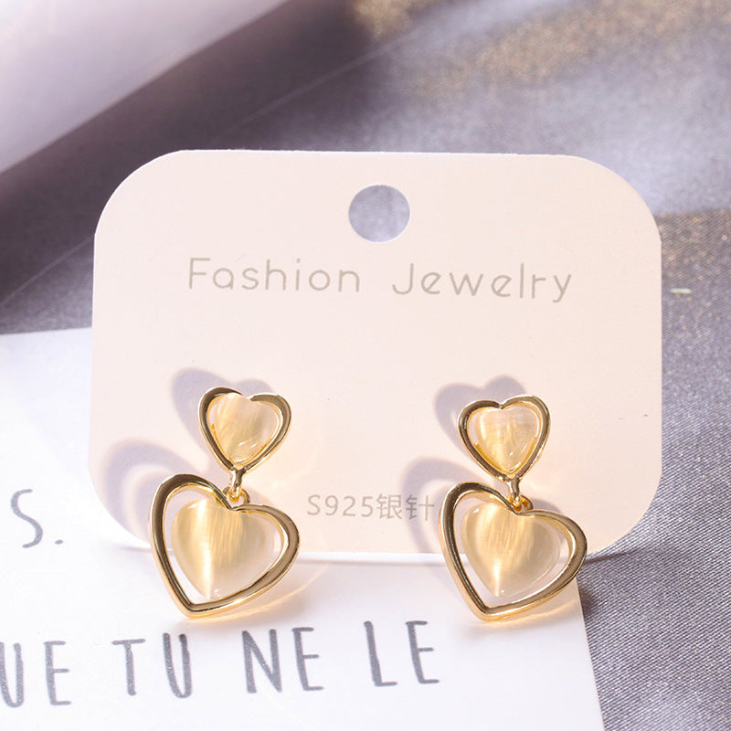 Korean Version Of Opal Micro-Inlaid Personality All-Match Earrings-Jewearrings