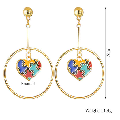 Colorful DropOil Stitching Peach Heart Stud Earrings-Jewearrings