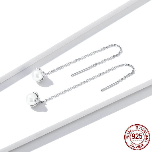 Platinum-Plated Pearl Girls Earrings-Jewearrings