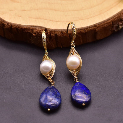 Natural Freshwater Pearl Women's Handmade Earrings-Jewearrings