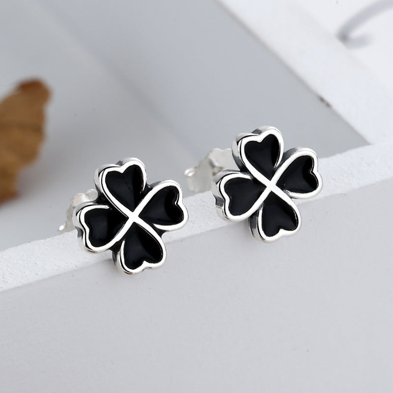 Simple and Cold Wind Earrings Women Sterling Silver-Jewearrings