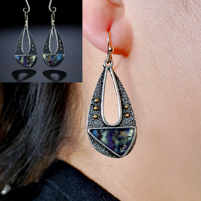 Vintage Elegant Resin Dangle Earrings For Women Fashion Bohemian Long Hollow Water Drop Triangle Drop Earring Jewelry Z5D396-Jewearrings