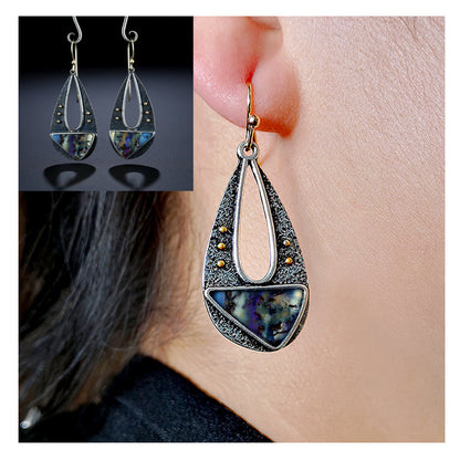 Vintage Elegant Resin Dangle Earrings For Women Fashion Bohemian Long Hollow Water Drop Triangle Drop Earring Jewelry Z5D396-Jewearrings