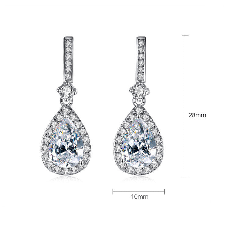 Stud Earrings Fashion Korean Style Simple Natural Water Drop Pendant Zircon-Jewearrings